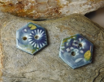 2 Ceramic Buttons / Ceramic Jewelry Supplies  &  Components / items #674