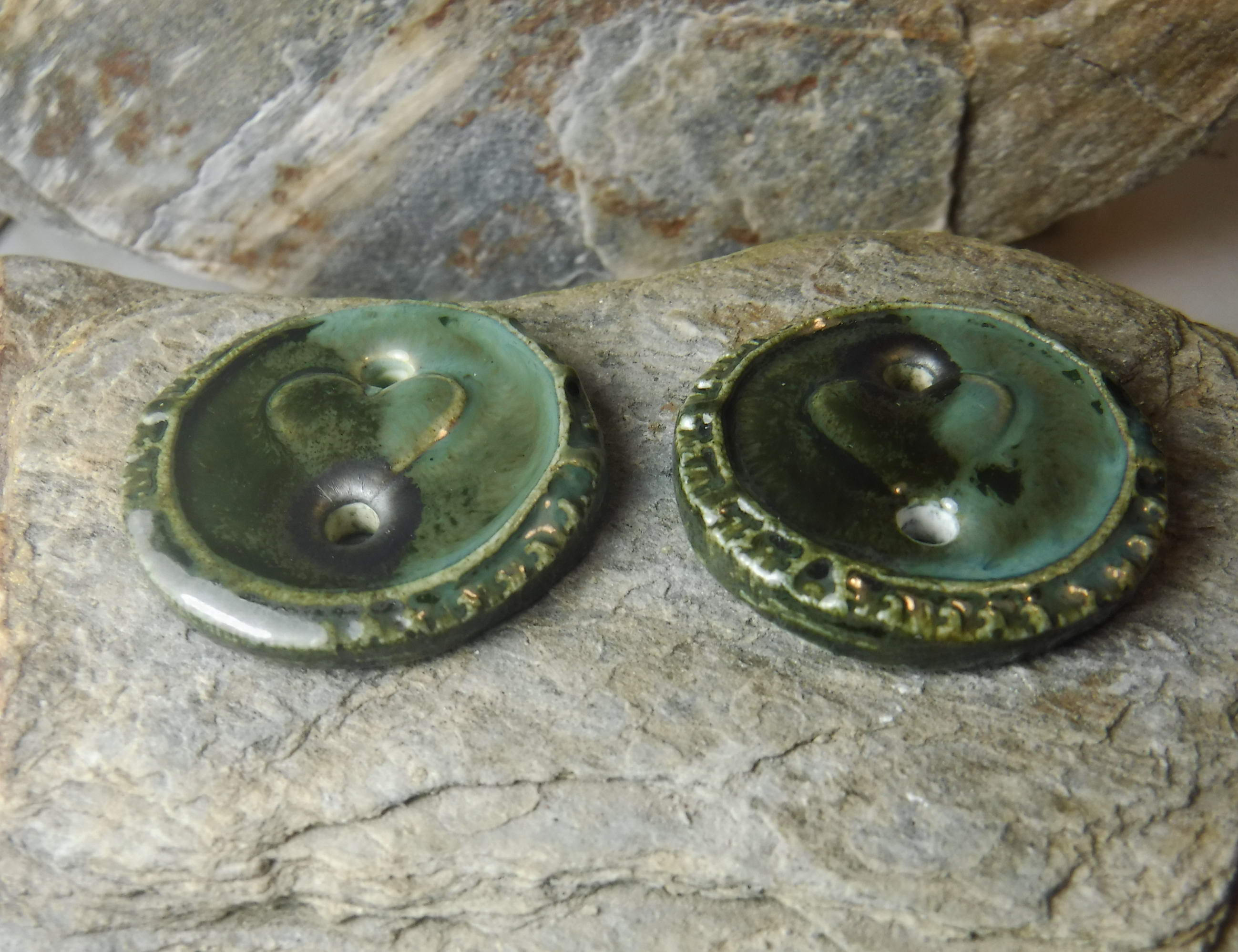 Porcelain Buttons / 2 Ceramic Buttons / Handmade Buttons Set Etsy