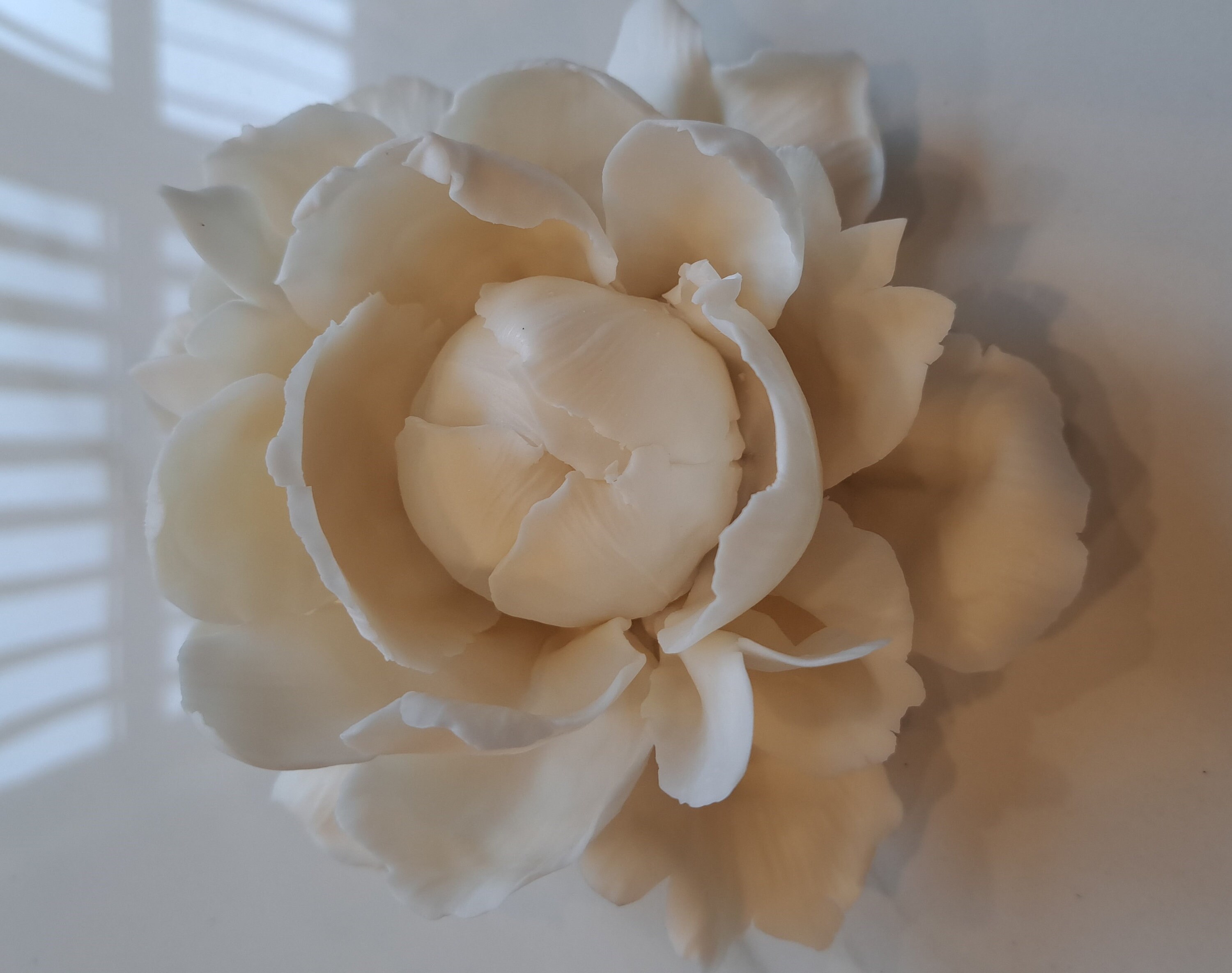 6x6 Clay Floral Open White Peony with Buds Bouquet Artwork main image 1