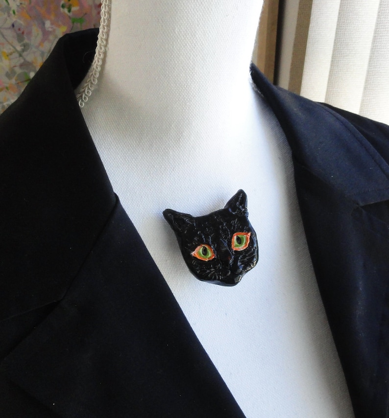 Black Cat Brooch Jewelry Gift // Christmas Gift // Black Cat Etsy