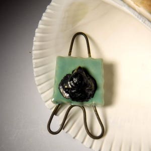 Handmade Porcelain bead - charm, pendant, earrings, ceramic connector - jewelry making component  / item # 826