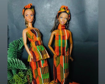 Details about   Vintage 12” African American Barbie Doll Handmade Kente African Outfit Kwanzaa