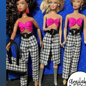 Doll Clothes Doll Plaid Slacks & Belt Laylee M Doll Clothes Free shipping USA image 1