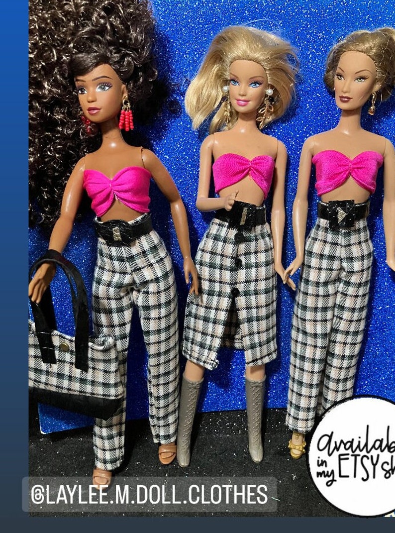 Doll Clothes Doll Plaid Slacks & Belt Laylee M Doll Clothes Free shipping USA image 1