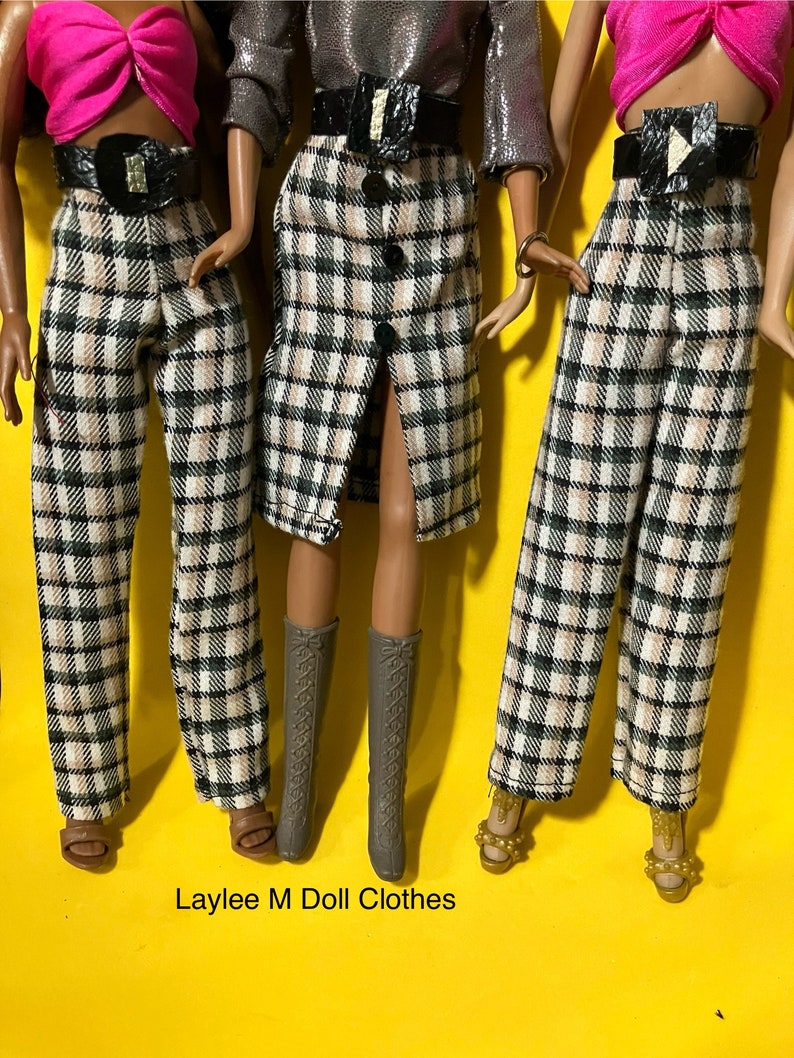 Doll Clothes Doll Plaid Slacks & Belt Laylee M Doll Clothes Free shipping USA image 2