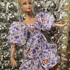 Doll Clothes White Floral Print big sleeve Dress Laylee M Doll Clothes Free shipping USA image 6