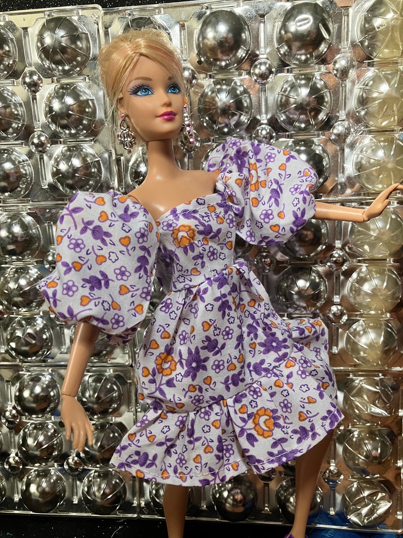 Doll Clothes White Floral Print big sleeve Dress Laylee M Doll Clothes Free shipping USA image 6