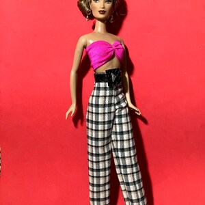 Doll Clothes Doll Plaid Slacks & Belt Laylee M Doll Clothes Free shipping USA Plaid Fashion Royal