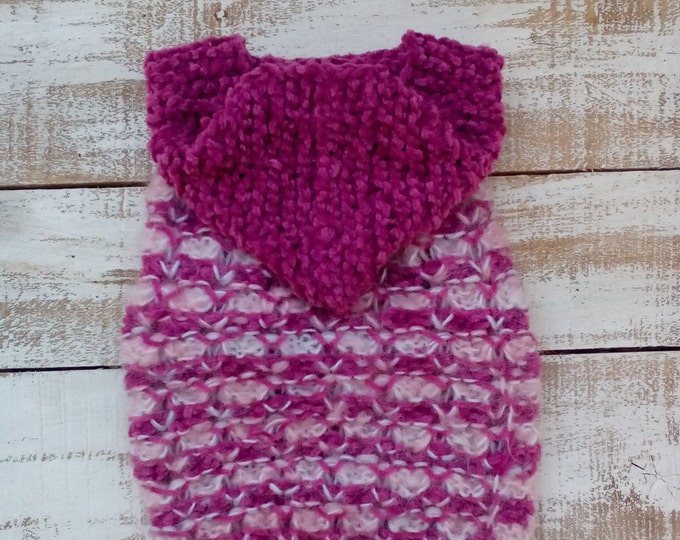 Small Dog Sweater, Knit Dog Sweater With Hood, Knit Dog Costume, Knit Dog Clothes, Knit Dog Coat