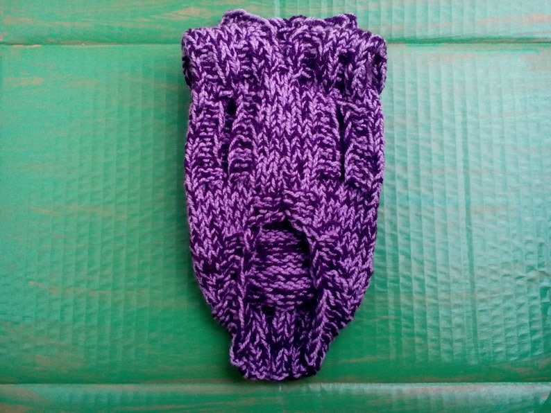 Purple Violet Dog Sweater With Hoodie Hand Knit Dog Sweater Etsy