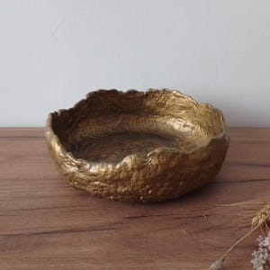 Paper Mache Bowl In Gold Art Paper Home Décor Recycled Handmade Bowl Paper Bowl Unique Decor Artisan Product Handmade Dish