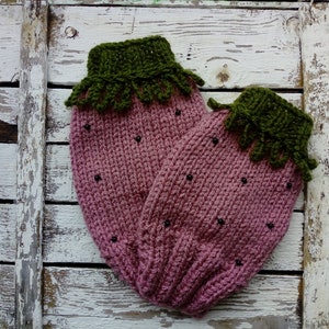 Hand Knit Strawberry Dog Sweater: Rose Pink Acrylic Pet Coat