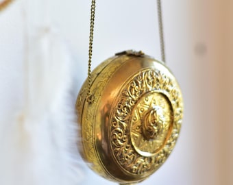 Tribal Banjara boho gold metal embossed brass Rajasthani bohemian Indian gypsy rustic box clutch evening party festival fashion handbag