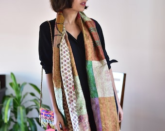 Handmade vintage patchwork Indian Rajasthani Banjara Gypsy Banjara Boho Stole Scarf block print