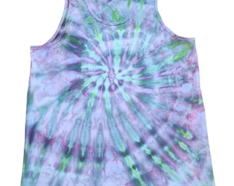 Men's Ice Dye Tank Top: Large Cotton Tie Dye