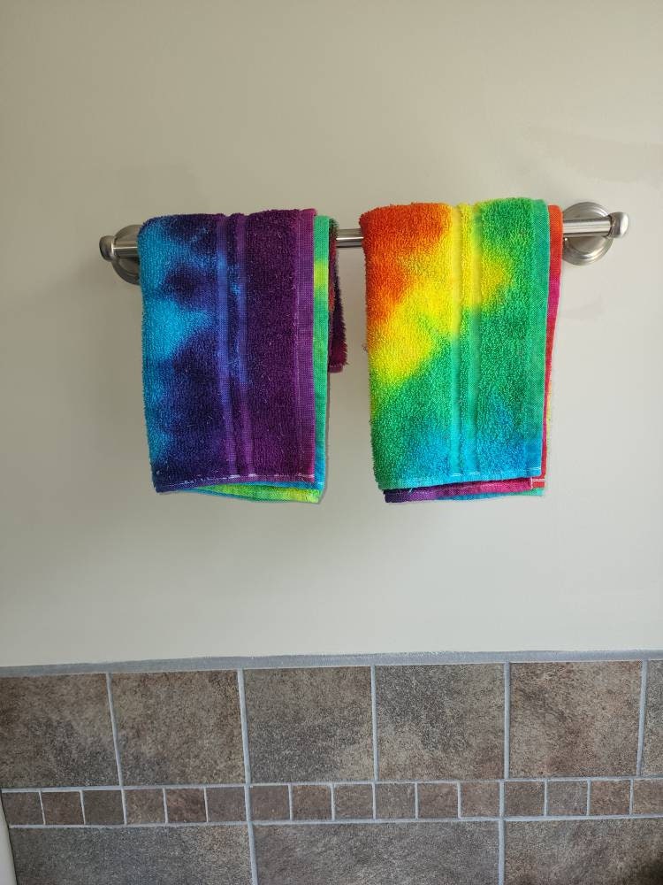 Hand Towels Rainbow Tie Dye Hand Towels Kitchen Towel Bath Towel Tie Dye  Set of 2 