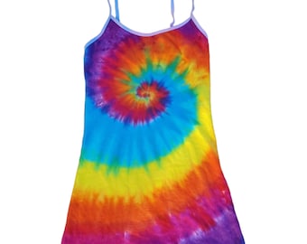 Rainbow Tie Dye Tank Top: Handmade Cotton Womenswear