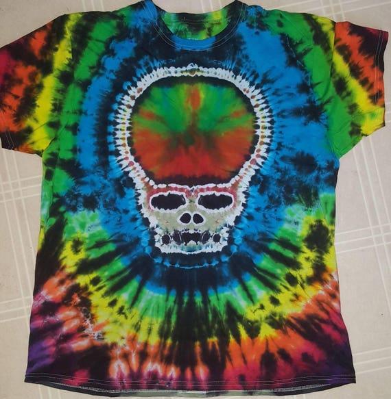 Skull Tie Dye Tie Dye TShirt Stealie Festival Tie Dye Etsy