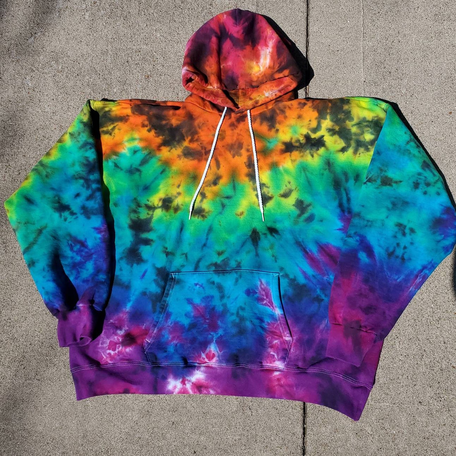 Rainbow Tie Dye Hoodie Pull Over Hoodie Tie Dye Winter | Etsy