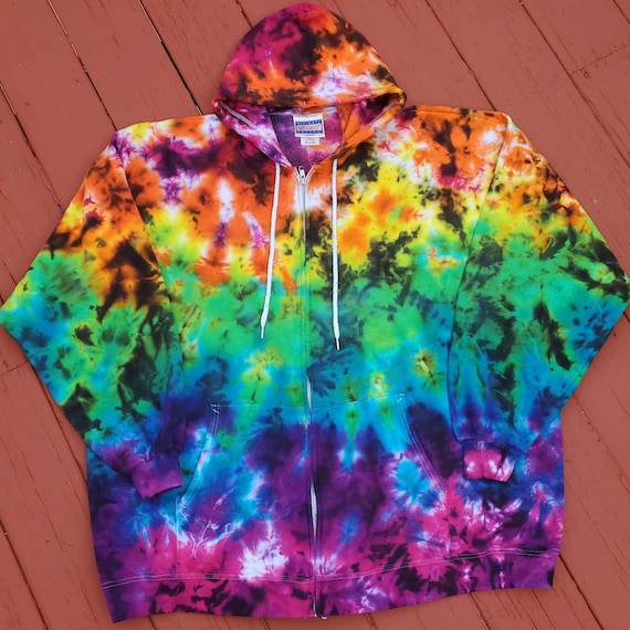 Rainbow Tie Dye Hoodie Pull Over Hoodie Tie Dye Winter Hippie