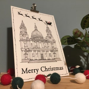 Handgetekende St Paul's Cathedral-kerstkaart