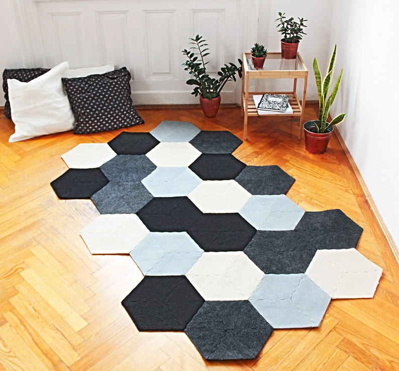 Bee Puzzle Area Rug By Recycled Felt