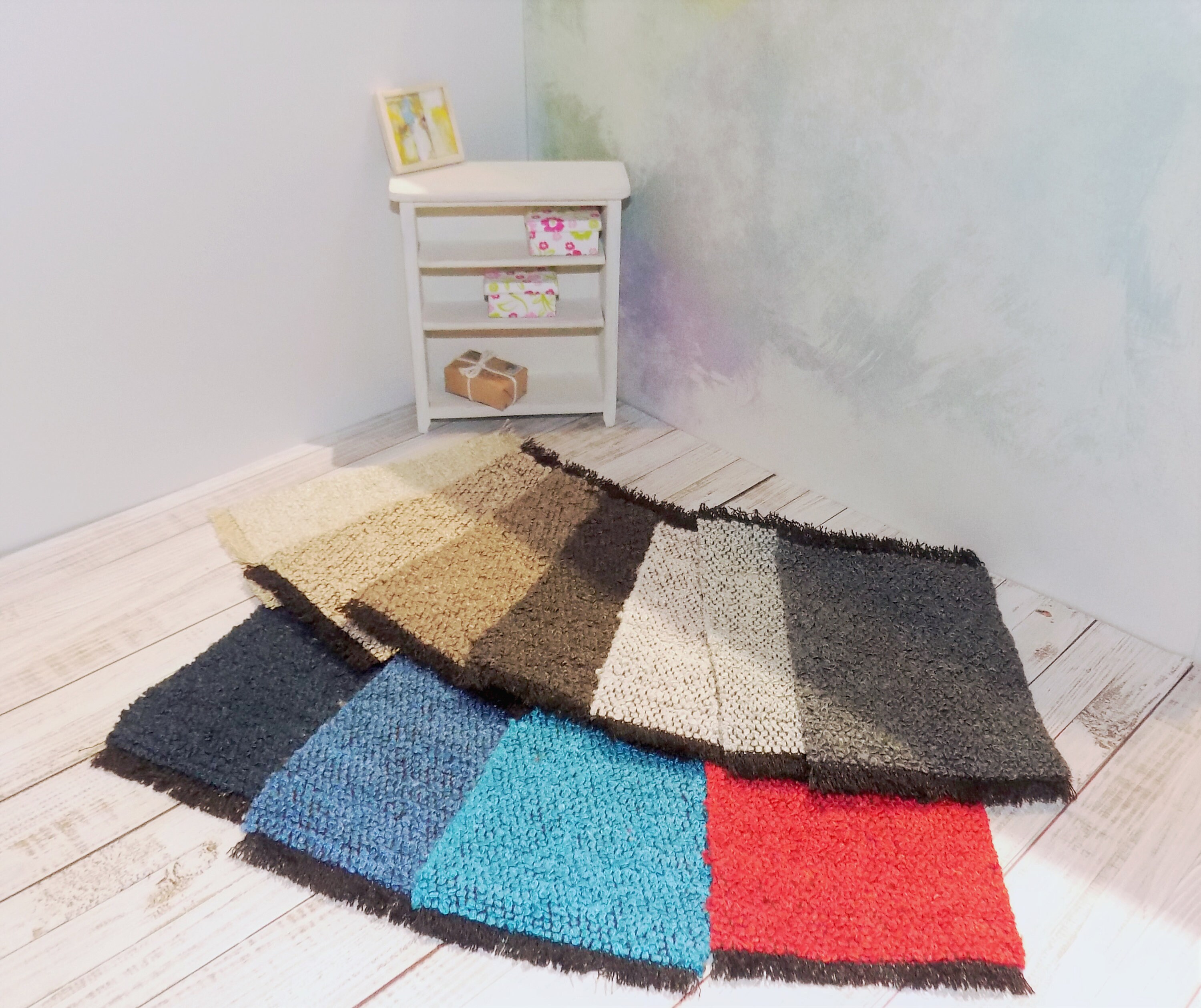 Lot De 4 Tapis Miniatures En Peluche – échelle 1:12 – Pour Maison De Poupée, Salon, Chambre, Cuisine