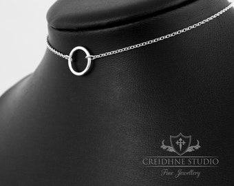 Day collar sub discreet day collar solid silver day collar for woman o ring neckless small 15mm ring