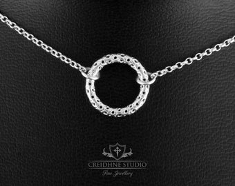 Sterling Silver Hollow O Ring Day Collar, very delicate and discreet day collar. O Ring collar, simple choker.