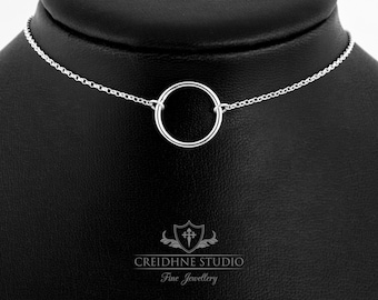 Sterling Silver Medium O Ring Day Collar: Discreet Choker