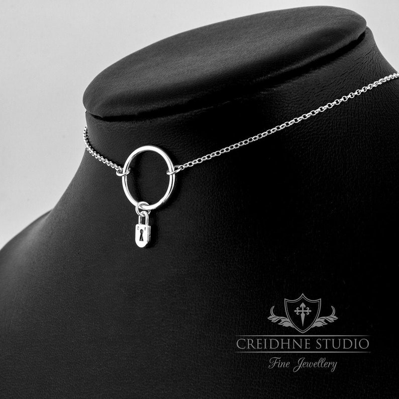 Sterling Silver Padlock Day Collar very delicate and discreet Etsy