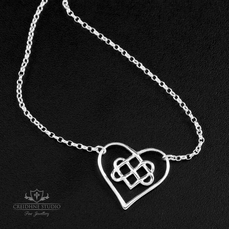 Infinity Knot Heart Day Collar Sterling Silver Very Delicate Etsy