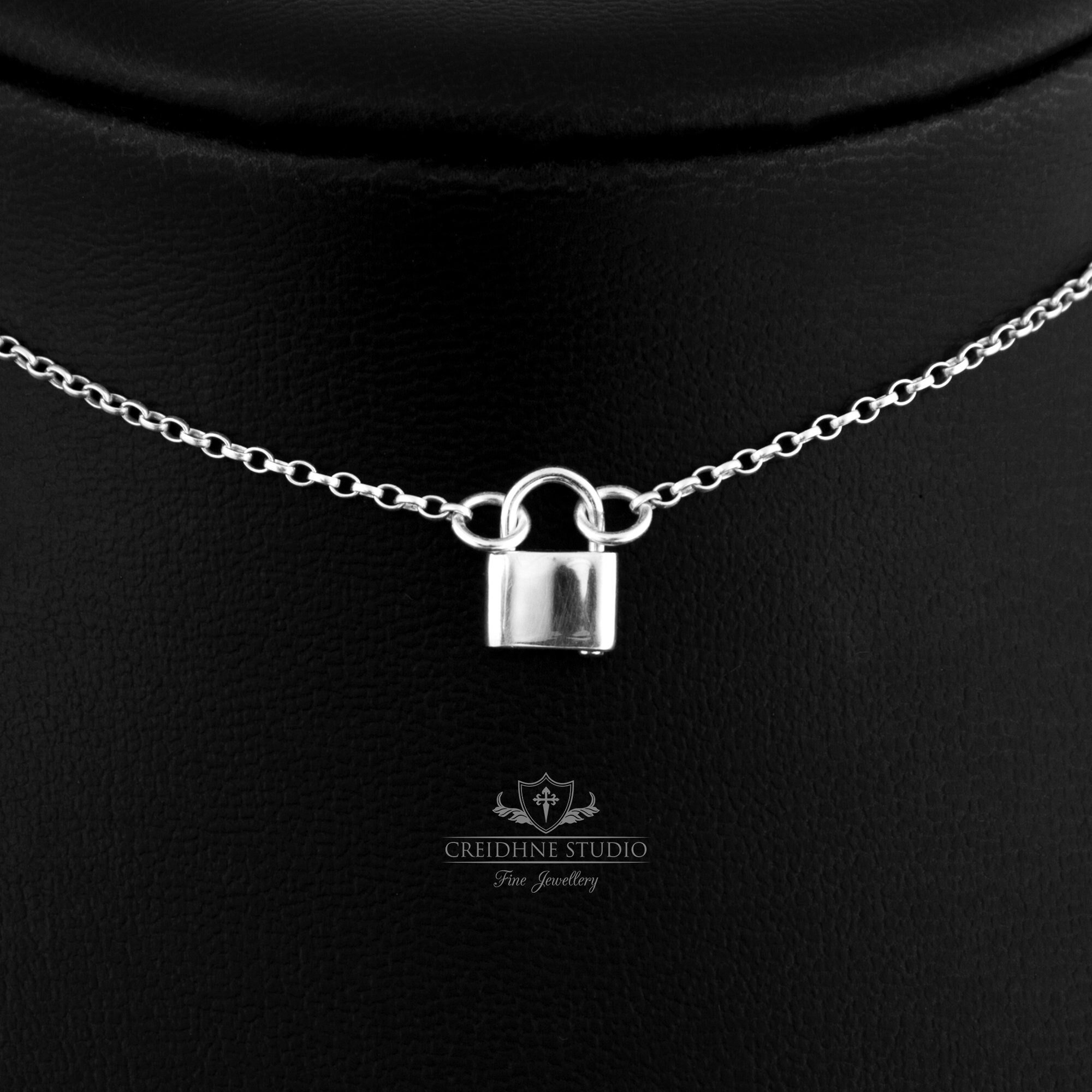 Sterling Silver Padlock Day Collar: Delicate Punk Choker - Etsy