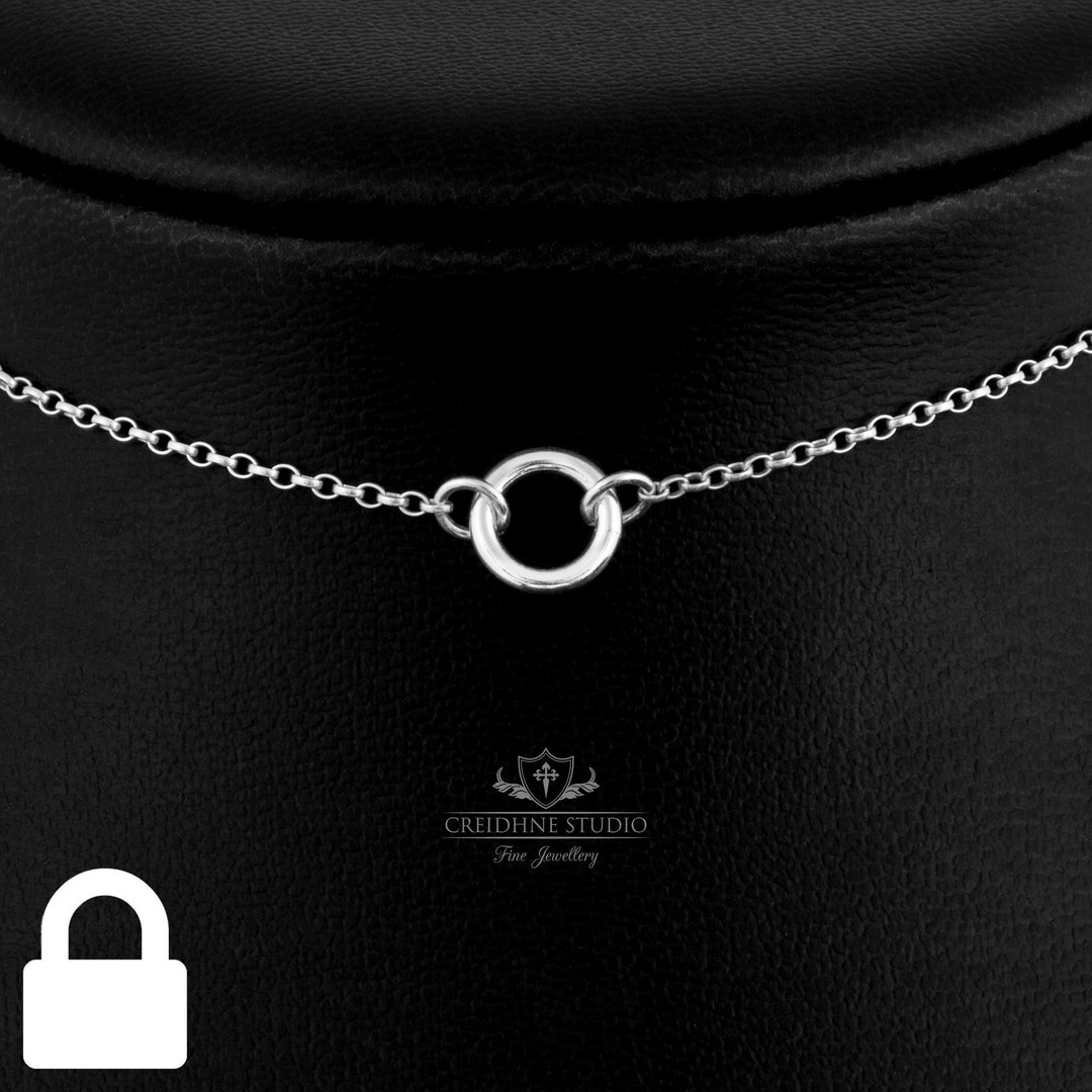 Permanently Day Collar Tiny Ring Day Collar Solid Silver Day Collar for