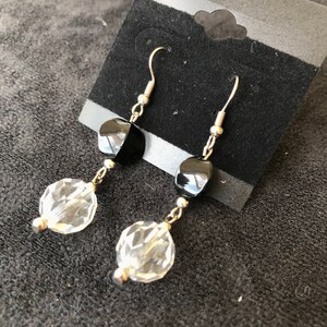 Clear & Black Dangle Earrings