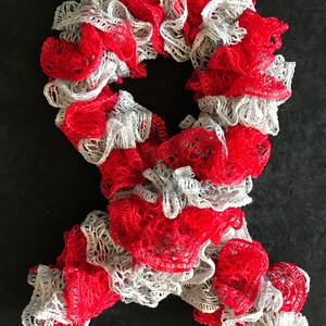 Red & Gray Ruffle Scarf