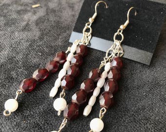 Red & White Dangle Earrings