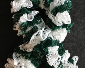 Bohemian Crochet Ruffle Flower Scarf in Lime Green Black and - Etsy