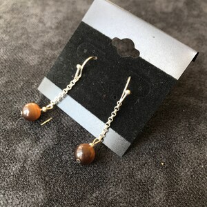 Brown Sphere Dangle Earrings