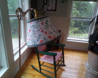 Eucalyptus print fabric on UNO top shade for floor or bridge arm lamp