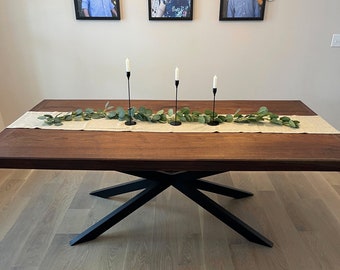 Industrial Walnut Dining Table - The Harper Steel - Customize - Any Size, Color or wood type