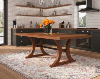 Curved Legs Walnut Dining Table