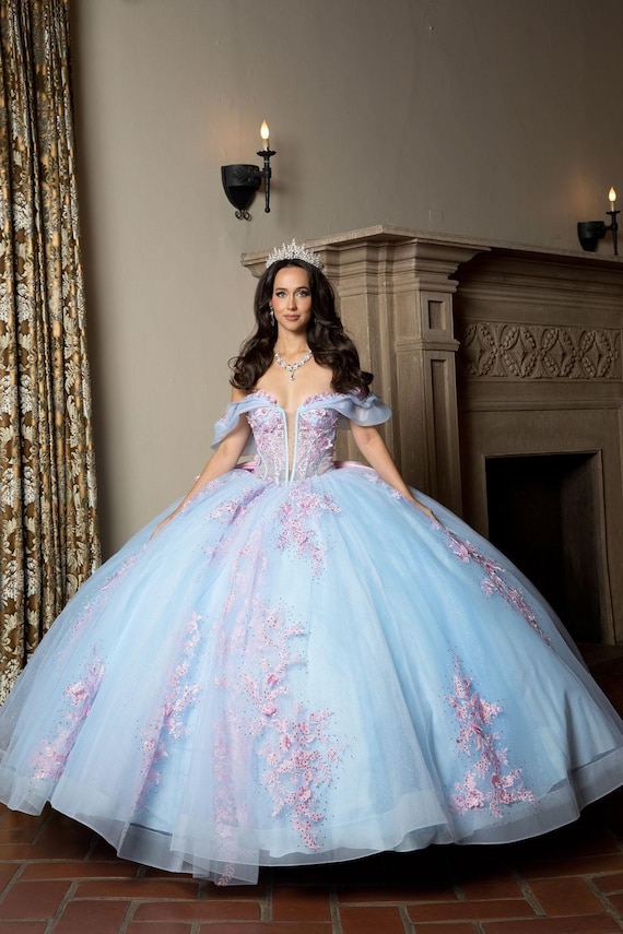 blue and pink quinceanera dresses Dress, Lilac Baby Dress, Formal vendor-alemais Honorine Dusty Blue Strapless Style:EP09890DN Normal Hemline