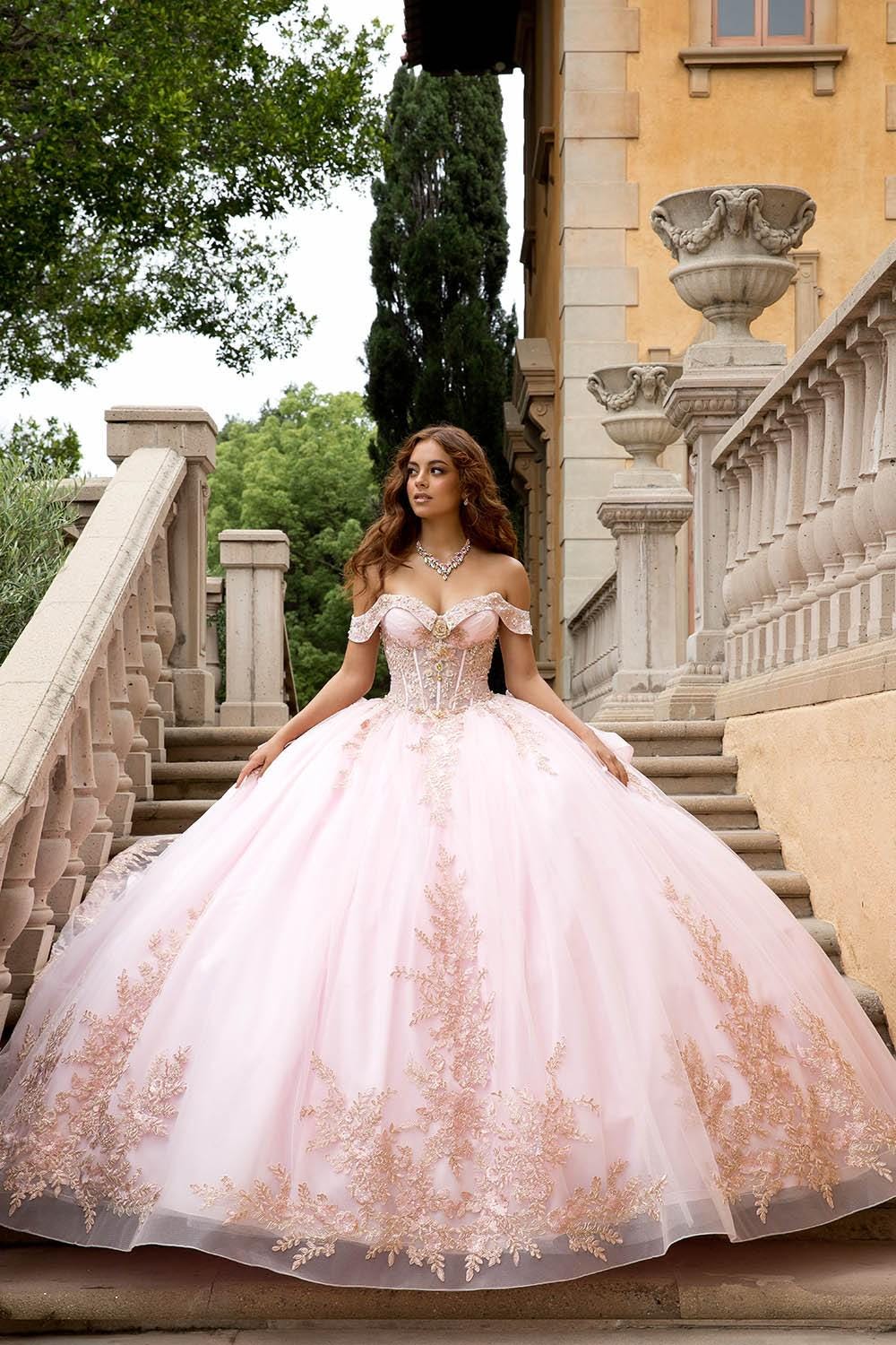 Rosa Dorado Vestidos De Aos Rose Gold Quinceanera 15 Anos Dress Pink Off  Shoulder Quinceanera Dress