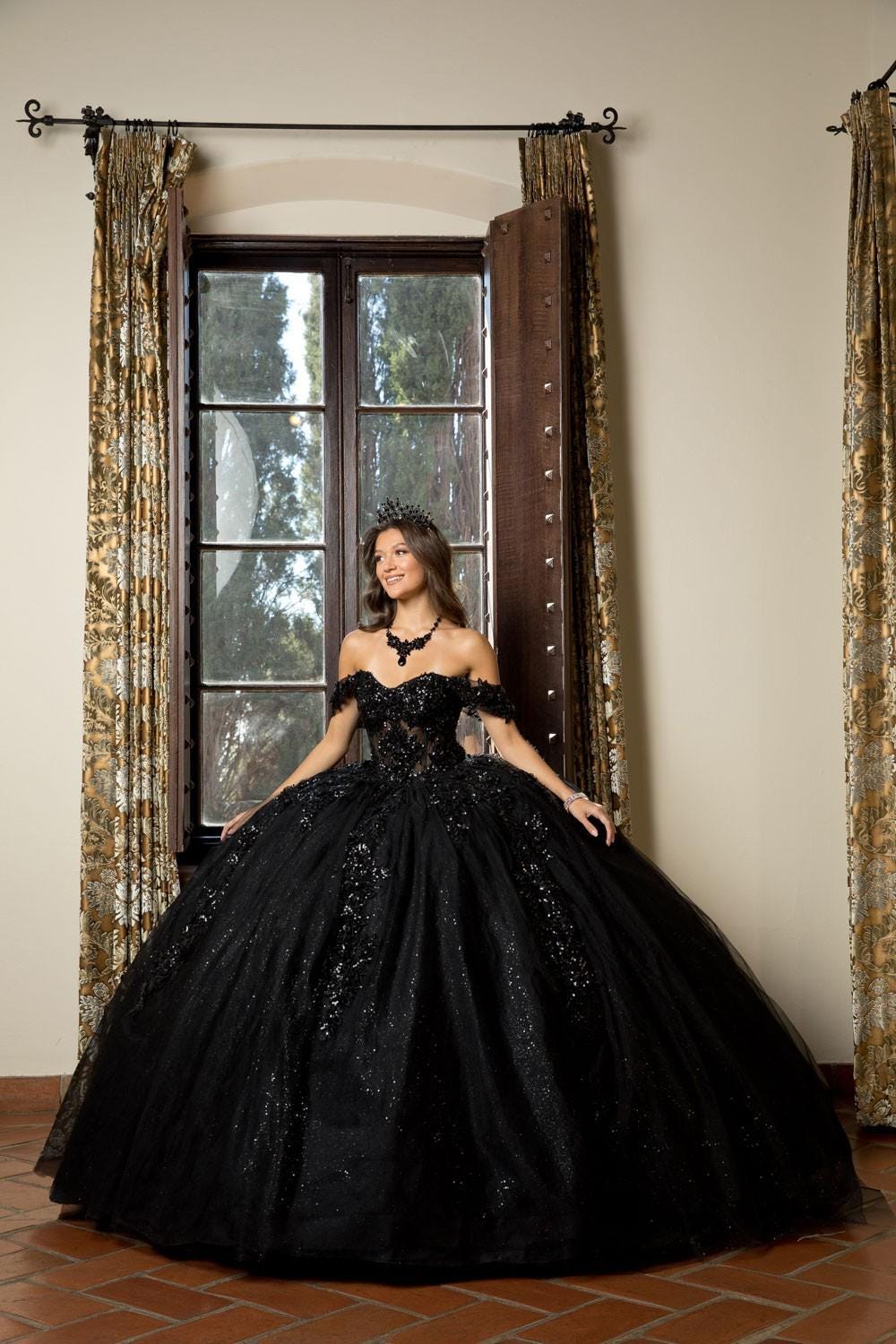 black satin formal dress Ladivine OC012 - Off Shoulder Satin Long Prom Dress 8 / English Violet-