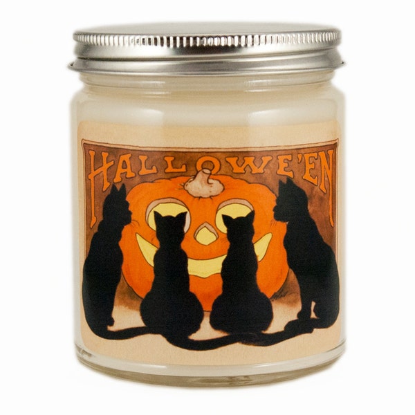 Halloween Candle, Scented Candle, Soy Candle, Vintage Halloween, Container Candle, Cat Candle, Halloween Decor, Personalized Candle