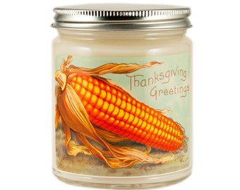 Thanksgiving Candle, Personalized Hostess Gift, Vintage Candle, Container Candle, Soy Candle, Vintage Thanksgiving Candle, Holiday Candle,