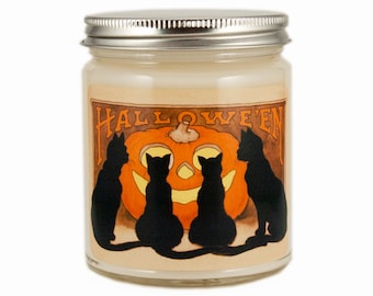 Halloween Candle, Scented Candle, Soy Candle, Vintage Halloween, Container Candle, Cat Candle, Halloween Decor, Personalized Candle