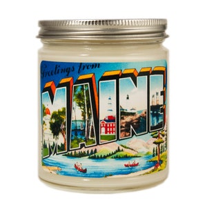 Maine Candle, Homesick Candle,Vintage Maine Postcard Candle Moving Gift