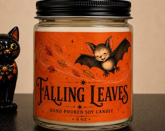 TVintage Halloween Bat Candle Falling Leaves Fragrance Decor